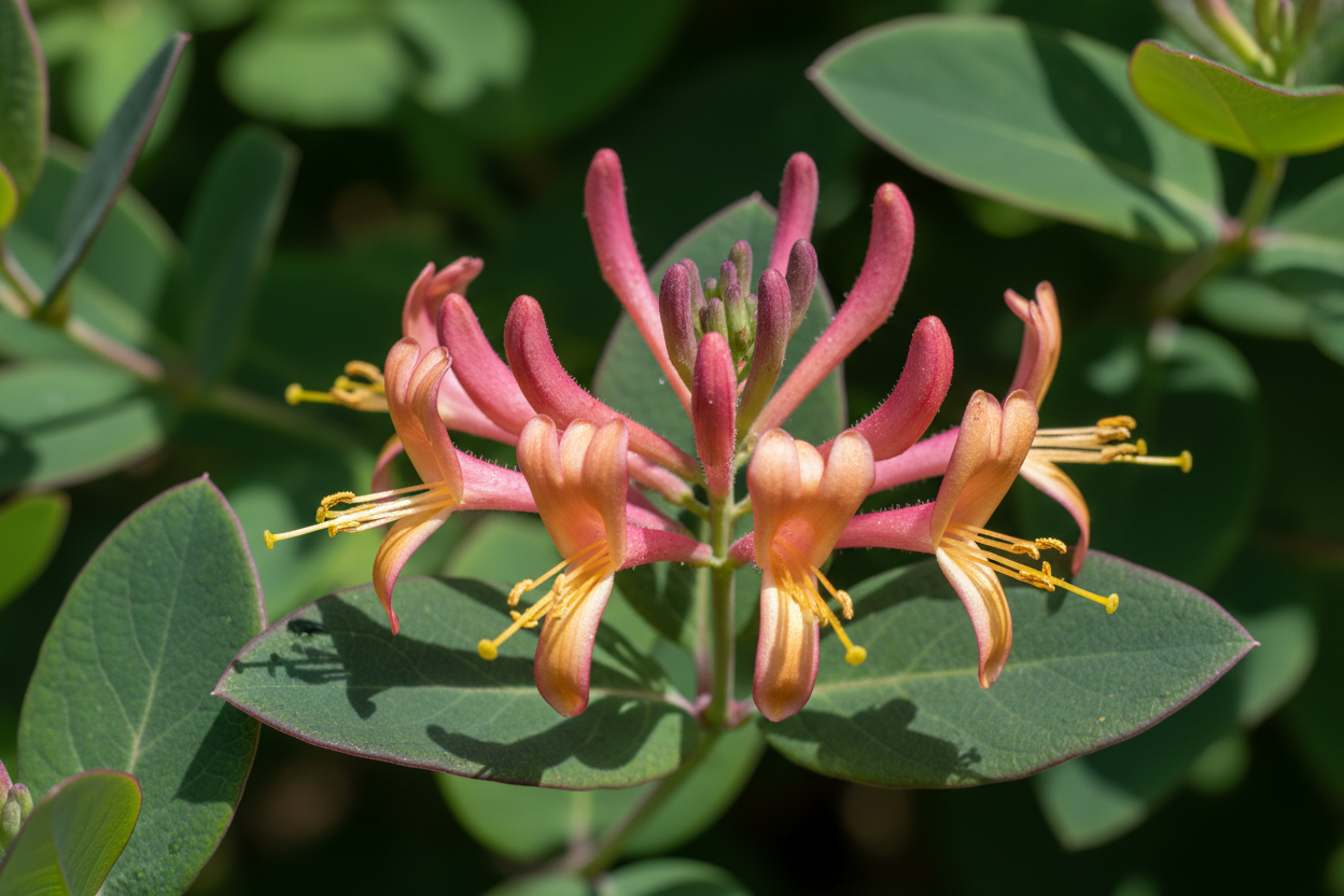 Feuer-Geißschlinge rosa-orange Blüten Ettlingen - Detail